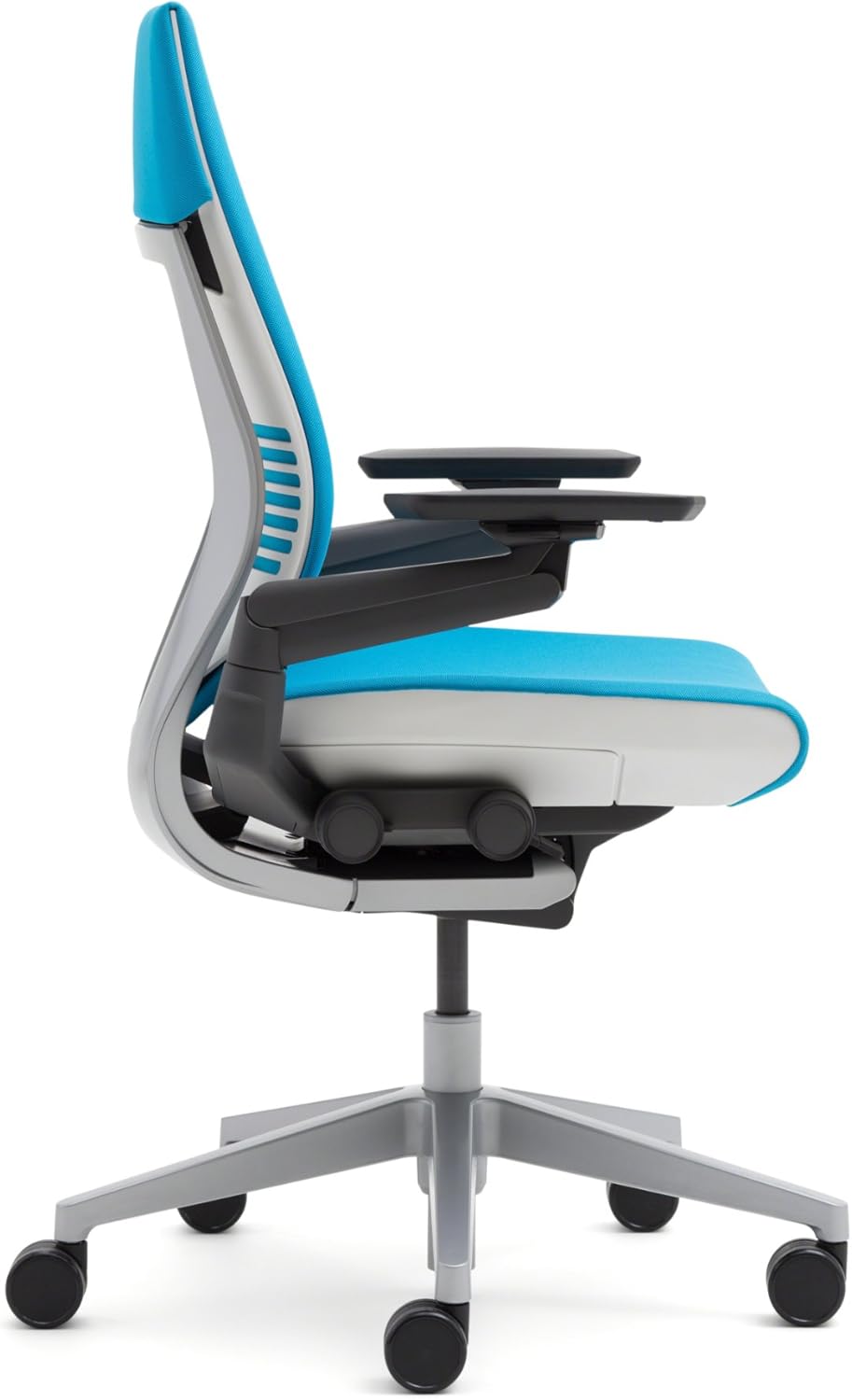 Steelcase Gesture Office Chair - Cogent Connect Wasabi Green Upholstered Wrapped Back Black Frame Low Seat Black Seat/Back/Arms Hard Floor Caster Wheels