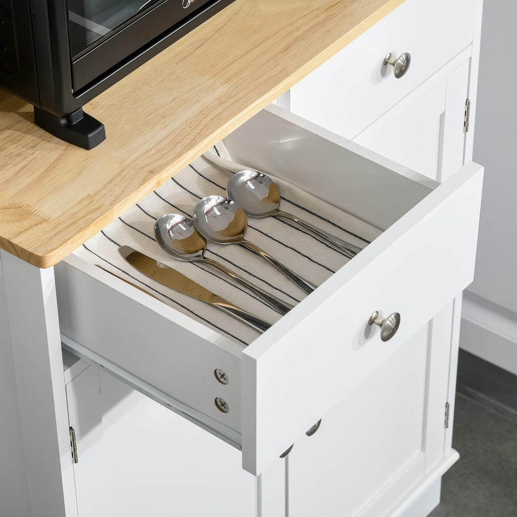 Freestanding 67" Kitchen Buffet with Hutch, Pantry Cabinet with Microwave Stand, Adjustable Shelf, 2 Drawers, Cupboard, White,15.5 * 26.8 * 67