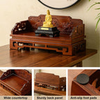 Bamboo Buddha Altar Cabinet, Prayer Meditation Table, Chinese Carving Buddhist Altar Shelf for Living Room, Bedroom, Office(19.6 * 9.8 * 4.3in)