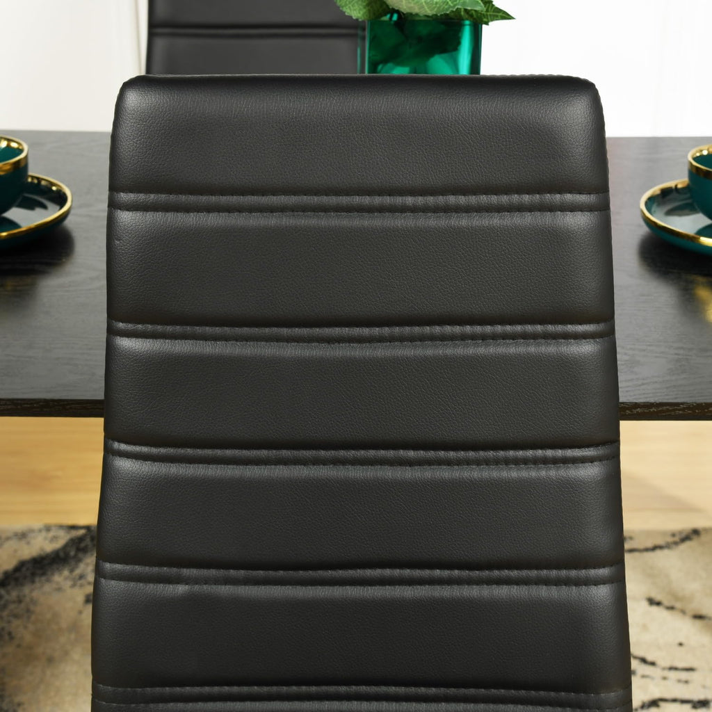 Dining Chairs PU Leather Set of 4, Armless High Back Upholstered Chairs with Metal Frame, Ergonomic Padded Seat for Kitchen, Dining Room, Space-Saving, Black