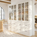80" Modular Kitchen Pantry Cabinet, 2-in-1 Freestanding Tall Pantry Cabinet with Glass Doors & Adjustable Shelves, Large Hutch Storage Cabinet for Kitchen & Living Room (2, White, AB)
