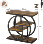 End Table with Storage, Narrow Side Table for Living Room, 4-Tier Industrial End Tables with Shelves, Small Sofa Table for Bedroom, Rustic Brown
