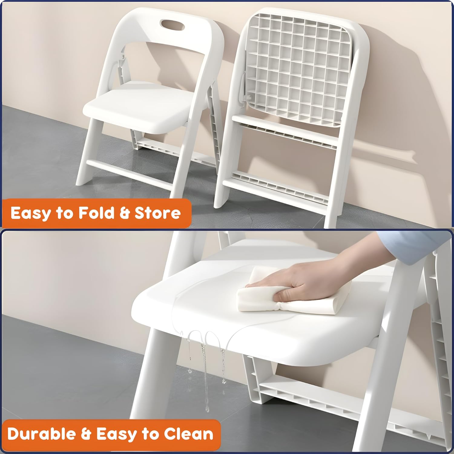 Giggle & Play 2 Pack of Kids Folding Chair with Backrest - Lightweight, Portable Toddler Chair for Indoor, Outdoor, Playroom & Classroom (White)