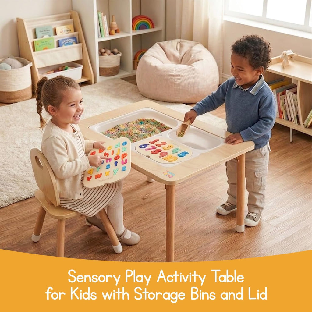 7 Days of Play Sensory Play Activity Table with Foldable Legs, Storage Bins, and Lid - Sensory Table for Toddlers & Kids | Great Gift for Birthdays, Christmas & Special Occasions