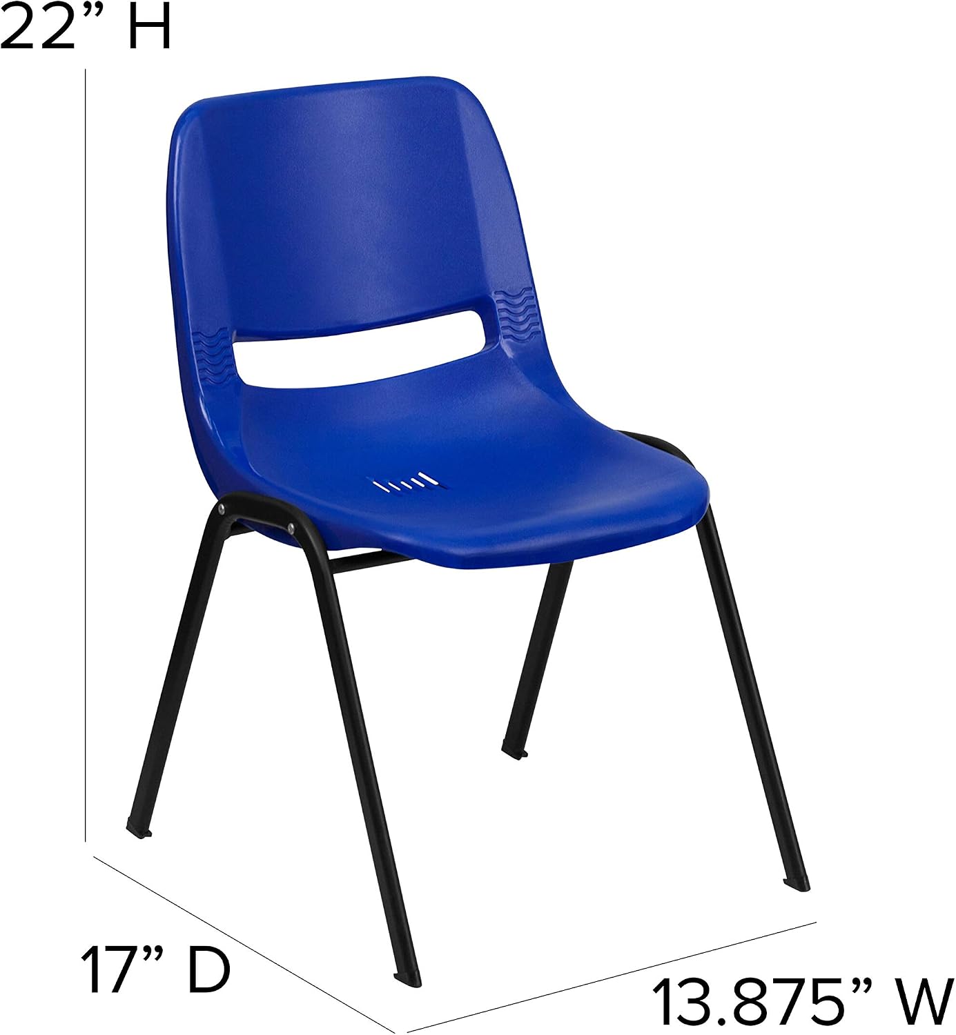 Flash Furniture 5 Pack HERCULES Series 440 lb. Capacity Kid's Navy Ergonomic Shell Stack Chair with Black Frame and 12" Seat Height