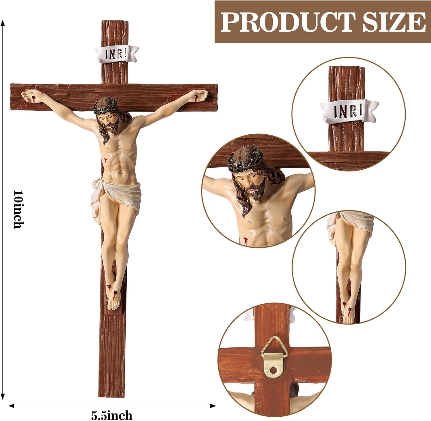 TALPGOD Crucifix Wall Cross 10 Inch,Jesus Cross Home Décor,Jesus Statue Catholic Hanging Cross for Wall Art,Religious Wall Crucifix Decor,Crucifijos Catolicos
