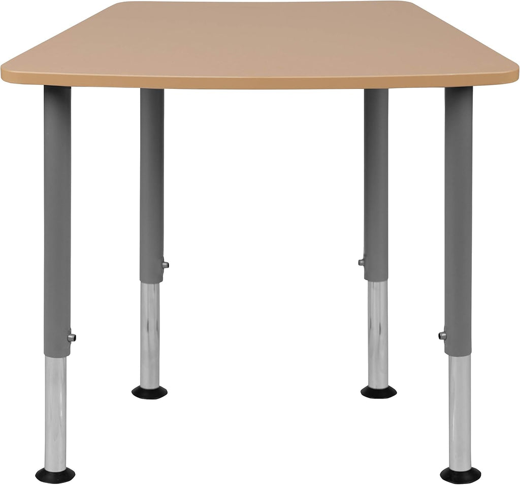 Flash Furniture Billie Hex Natural Collaborative Student Desk (Adjustable from 22.3" to 34") - Home and Classroom