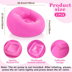 Realspring Inflatable Bean Bag Chairs,Pink,Lake Blue,2 Pcs | Outdoor Blow Up Chairs for Adults, Movie Night Seating, Portable Lazy Sofa Loungers, Backyard Camping Couch