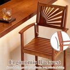 COSTWAY Outdoor Bar Chairs Set of 2, 29'' Tall Acacia Wood Barstools with Back Support, Armrest and Footrest, Patio High Top Chairs for Backyard, Poolside, Deck, Garden
