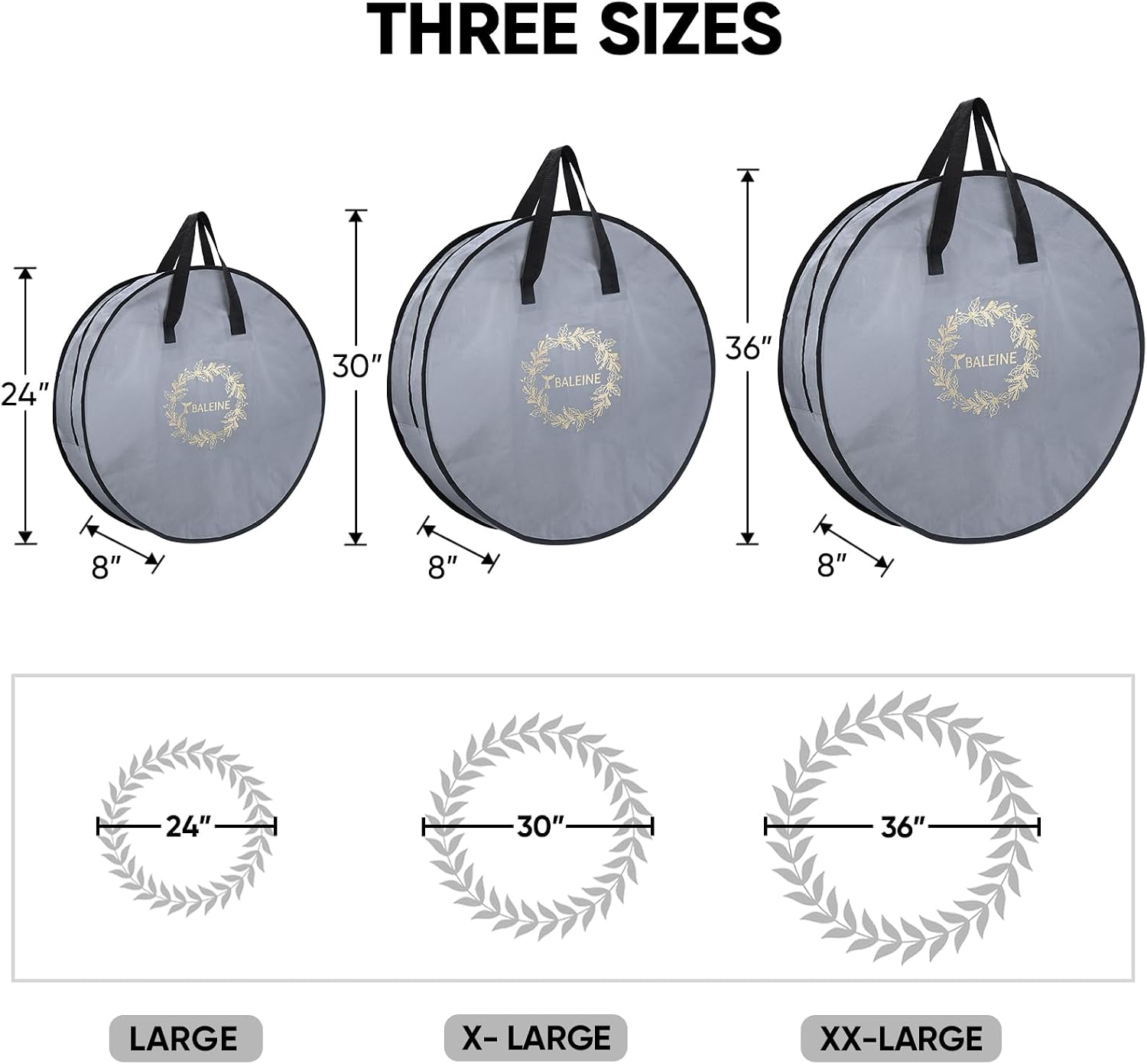 BALEINE 2 Pack Wreath Storage Container, Christmas Wreath Storage Bag with Reinforced Handle for Holiday Xmas (Red, 30"X8")