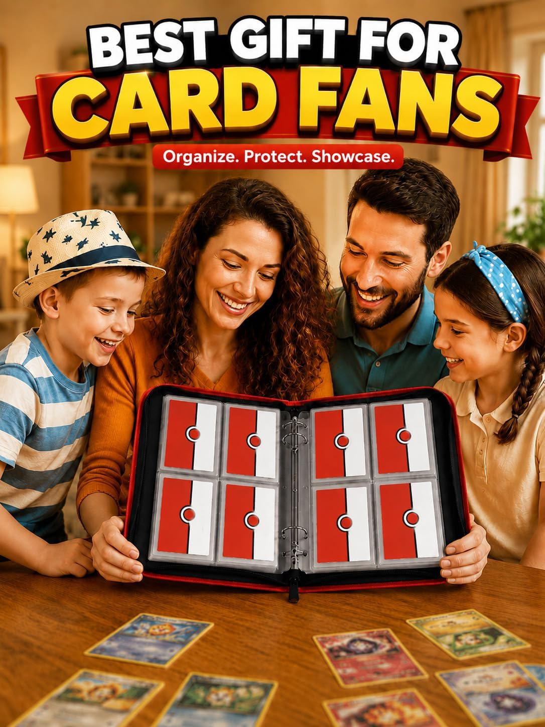 Collectible Trading Card Binder, 400 Pockets Card Holder with 50 Removable Sleeves, Portable Collection Binder Album Book Case Storage, Zipper Card Protective Sleeves for TCG, Sports Card