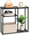 HOOBRO Narrow Console Table with Storage Basket, 29.5" Small Entryway Table with 3-Tier Storage Shelves, Behind Couch Sofa Table, Hallway Table for Living Room, Black and Beige BB60XG01