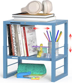 LIDTOP Locker Shelf Blue, Adjustable Width and Height, Metal Locker Organizer Shelf School, Stackable Locker Storage Organization, Ideal Locker Fits Standard Size School, Office, and Gym Lockers