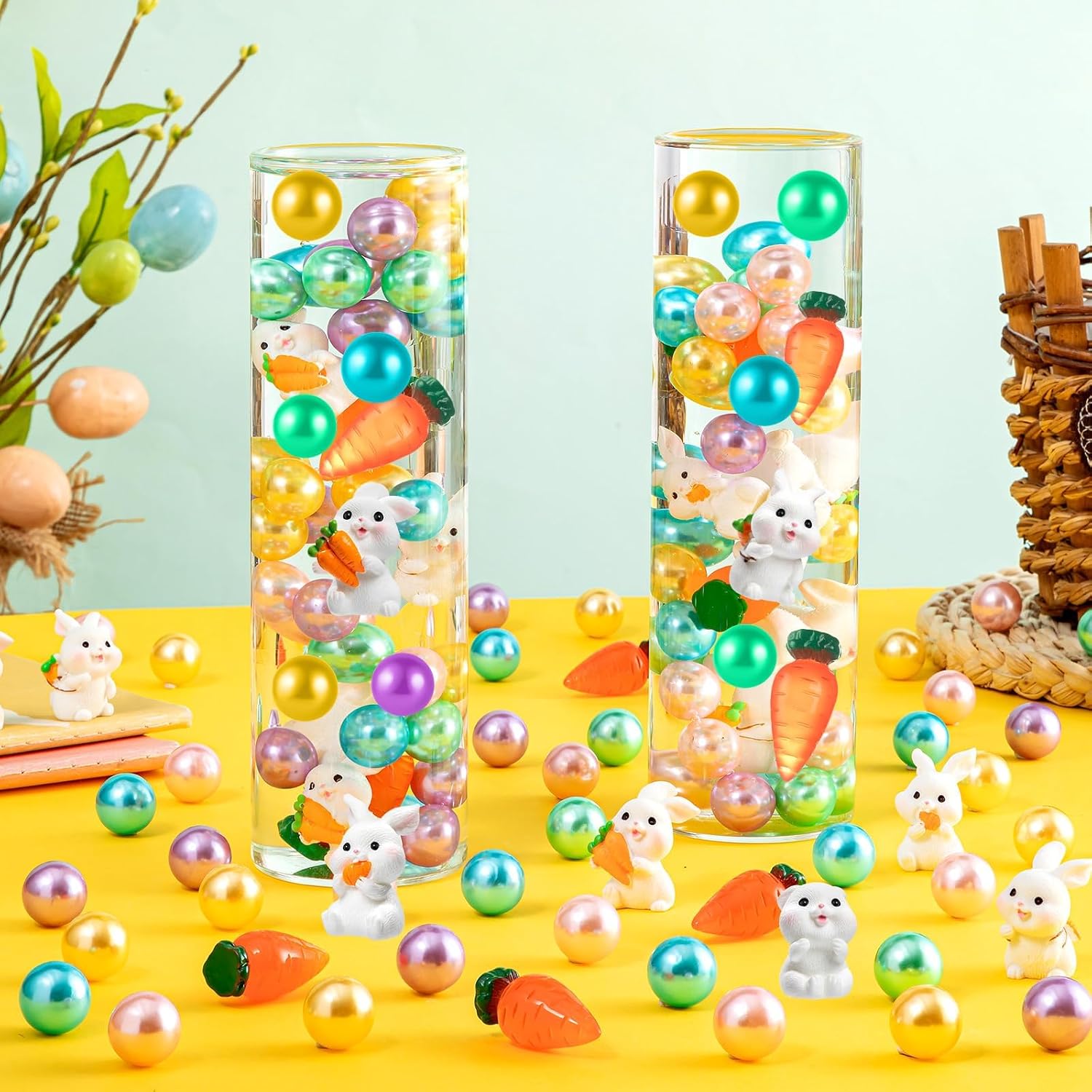 120 Pcs Easter Vase Filler, 5 Colors Easter Beads Pearl for Decor Vases Home Table Centerpiece
