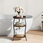 YINMIT Small Round Side Table, 3 Tier Slim Waist End Table with Anti-Tip Edge Guard, Compact Nightstand for Bedroom, Round Corner Accent Table for Small Spaces Living Room Sofa Couch