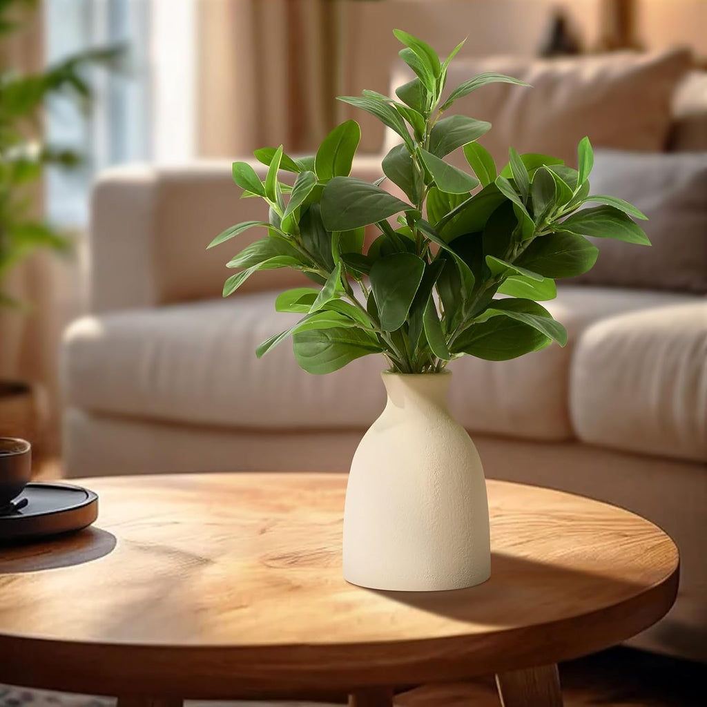 16" Artificial Eucalyptus Stems Potted Plant Indoor Fake Plants - Realistic Greenery with Vase, Small Artificial Office Desk Plants in Pots for Home Decor Weddings Centerpieces