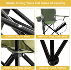 Folding Camping Chairs with High Back, Comfortable Outdoor Chairs 300lbs Capacity Lightweight Portable Chair with Storage Bag for Camping, Fishing, Green