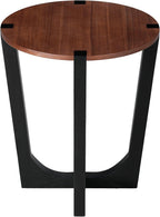 Round Wood Side End Table, Modern Industrial Accent Table with Curved Black Metal Legs, Small Sofa Side Table Nightstand for Living Room Bedroom Entryway