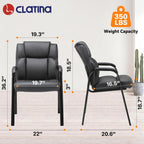 CLATINA Leather Reception Guest Chair, Office Stationary Armchair with Padded Armrests for Meeting Conference Waiting Room Lobby School, Black, 8 Pack