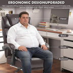 Heavy Duty Executive Office Chair, 500lbs Big and Tall Office Chair with Wide Seat, Reclining Ergonomic Desk Chair with Footrest PU Leather Computer Chair for Home Office, Red Brown