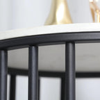 15.7Wx15.7Dx21.3H inch 2-Tier White Marble Side Table Round Coffee Table Nightstand Jewellery Storage Shelves