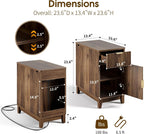 Yoobure End Table with Charging Station - Narrow Side Table for Living Room, Fluted Night Stand with Drawer and Storage Cabinet, Wood Nightstand with Adjustable Shelf for Bedroom Small Spaces