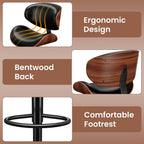 YaFiti Swivel Bar Stools Set of 2, Bar Stools for Kitchen Counter, Black | Comfortable Faux Leather Seating with Ergonomic Support and a Sturdy Footrest for Modern Kitchen Islands and Home Bars