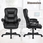 JUMMICO Executive Office Chair High Back Managerial Home Desk Chair, Adjustable Swivel Computer PU Leather Chair with Lumbar Support (Black)