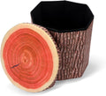 Round Storage Ottoman Cube, Tree Stump Stool, Forest Decor, Multifunctional Toy Storage Box, Cute Foldable Ottoman Stool, Tree Stump Footstool Ottoman, 11inch