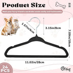 Weysat 24 Pcs Dog Clothes Hangers 11'' Non-Slip & 360° Swivel Velvet Small Pet Black Hangers for Cats/Dogs with Rustproof Metal Hooks, Space-Saving for Home Storage & Grooming Salons Minimalism