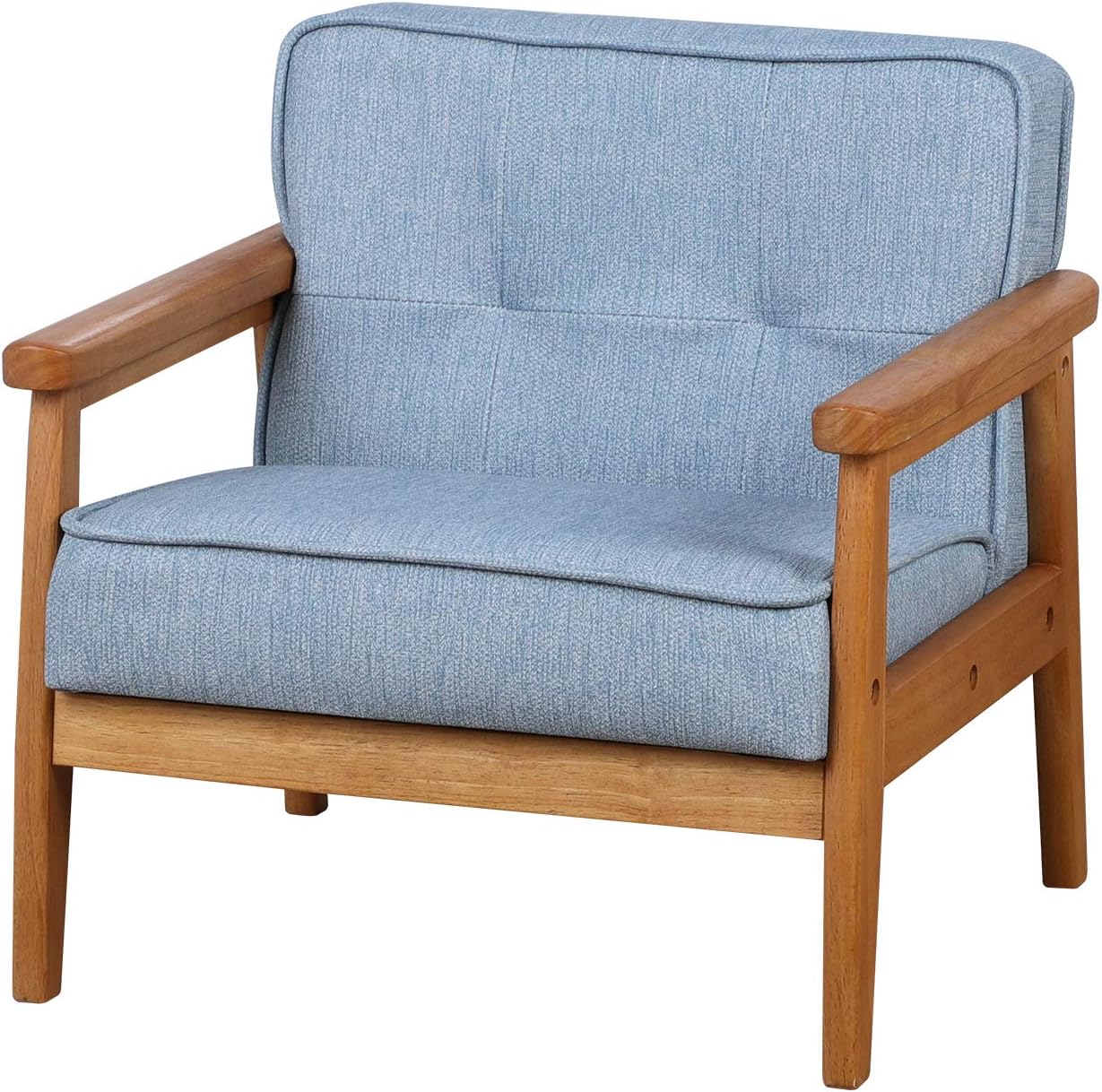 BabyLand Children Armchair, Single Kid Sofa Chair with Solid Wood Structure and Linen Fabric for Kid Gift (Light Blue)