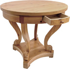 Curved Legs Farmhouse Style Round Dining Table with Storage Drawers - Natural Wood Finish, Multi-Functional End Table/Coffee Table for Small Spaces, Kitchen, Living Room, or Dinerette