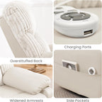GRAINELL Swivel Rocker Recliner Chair with Massage and Heat, USB Charging Port, Infinite Position Power Recliner, Electric Glider Rocking Chairs for Living Room, Nursery, Ivory