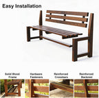 Solid Wood Outdoor Garden Benches with Backrests and Crossbeams, Capable of Supporting 1100 Lbs, Suitable for Porches and Terraces(Blue,180x38x79cm/71x15x31in)