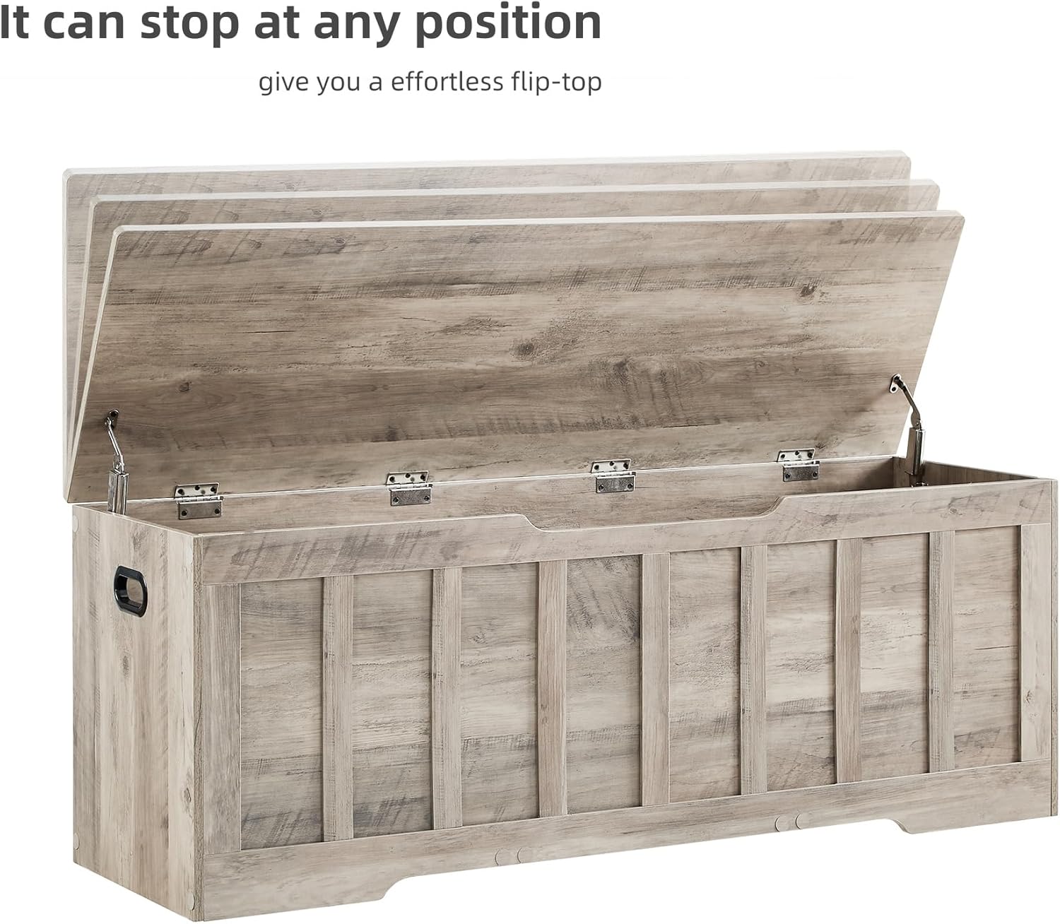 VANKILEY 51.2" Storage Chest Extra Large,Storage Bench with 2 Safety Hinges,Shoe Bench,51.2 * 15.7 * 19.1 inches,Wooden Trunk for Bedroom,livingroom,entryway,Supports 220 lb,Easy Assembly(Greige