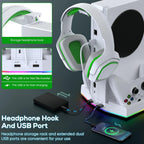 Upgraded Cooling Fan Stand for Xbox Series S with Charger Station, MENEEA Controller Charging Dock & Console Cooler System with 15 Colorful RGB Light & Headset Hook, Accessories for XSS