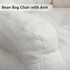 Hommoo Bean Bag Chair Large Bean Bag Chair for Adults with Armrest Comfy Bean Bag Sofa with Foam Filling Fluffy Lazy Chair Soft Teddy Fabric Tufted Bean Bag for Dorm Bedroom Gaming White