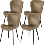 Dining Chairs Set of 4, Modern Upholstered Pu Leather Kitchen Side Chairs Dining Room Chairs Comfy Backrest, Brown