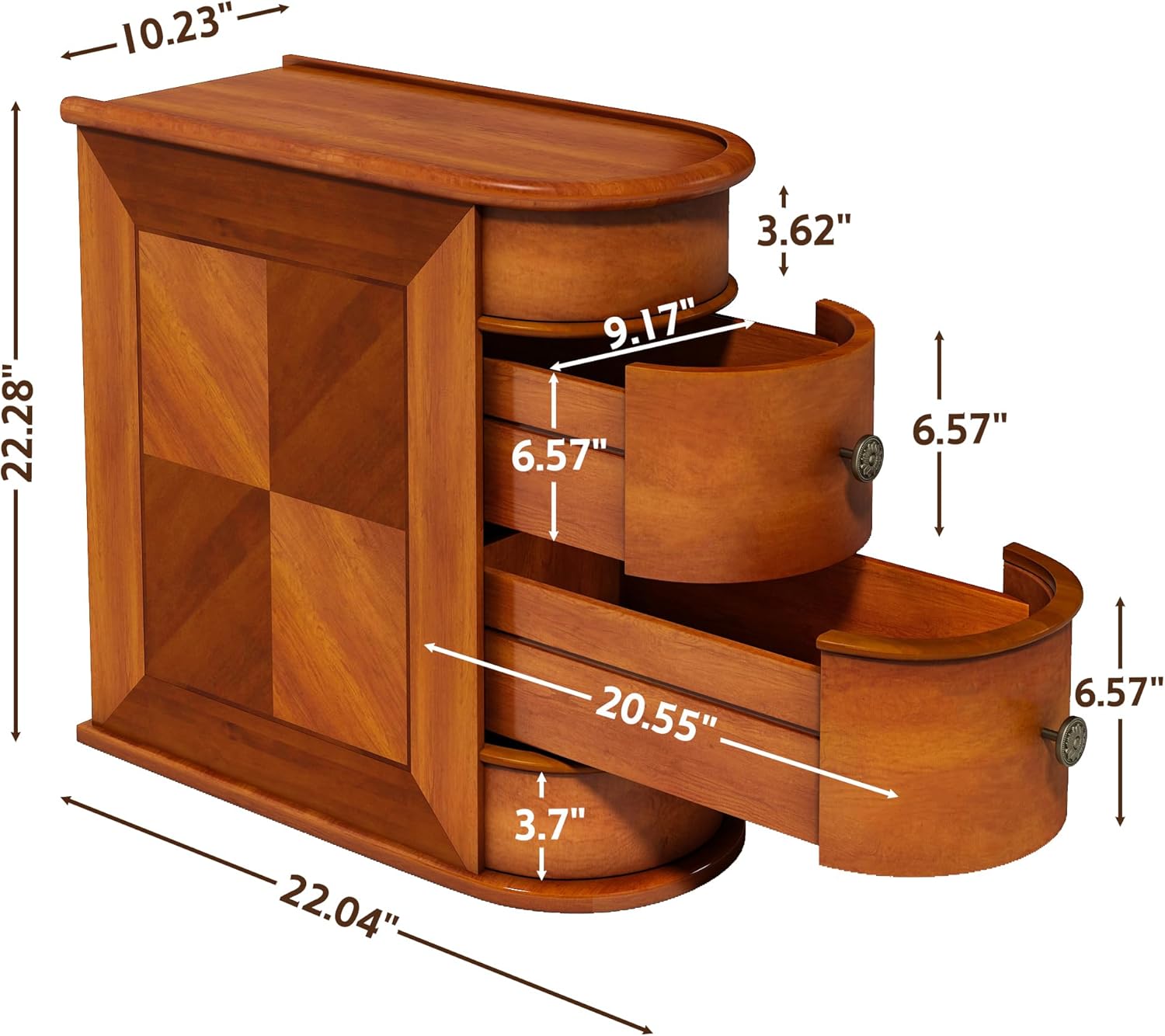 Pipleo Wood End Table with 2 Drawers, No Assembly Required Small Side Table, Vintage Wood Narrow Sofa Side Table for Living Room, Bedroom and Small Space (1-Pack)