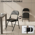 10 Pack Folding Chair, Black Folding Chairs with Cushion Portable Stackable Commercial Seat with Steel Frame, Padded Folding Chairs for Party Birtyday Wedding Indoor Outdoor Chairs