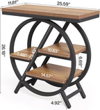 End Table, Narrow Side Table with 4-Tier Large Storage Space, Modern Bedside Table for Living Room, Home Office, Bedroom, Natural