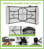 6ft Table Large Folding Table White Folding Table with Portable Carrying Handle 6ft Heavy Plastic Foldable Table for Party, Wedding, Events, Dining, Camping, Picnic Indoor, Outdoor, Utility