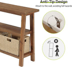 LITTLE TREE Solid Wood Console Table with Storage for Entryway, 41.34-Inch Small Farmhouse Sofa Table with 2-Tier Shelf for Living Room, Hallway, Entrance, Rustic Brown