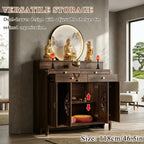 Personal Shrine Altar Table, Solid Wood Frame Buddhist Altar Cabinet, Meditation Prayer Table with Drawer (Brown, 78cm/30.7in)