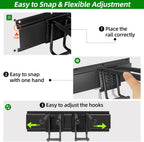 PIYILO Garage Wall Organizer, 96 in Garden Tool Organizer with 12 Adjustable Garage Hooks and 3 Storage Straps, Heavy Duty Tool Holder Wall Mount for Garden & Shed Tools