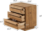 HOKYHOKY Set of 2 Reclaimed Solid Wood Nightstand-24 Inches Large End Table with 3 Drawers, Pre-Assembled Farmhouse Bedside Tables for Living Room, Bedroom