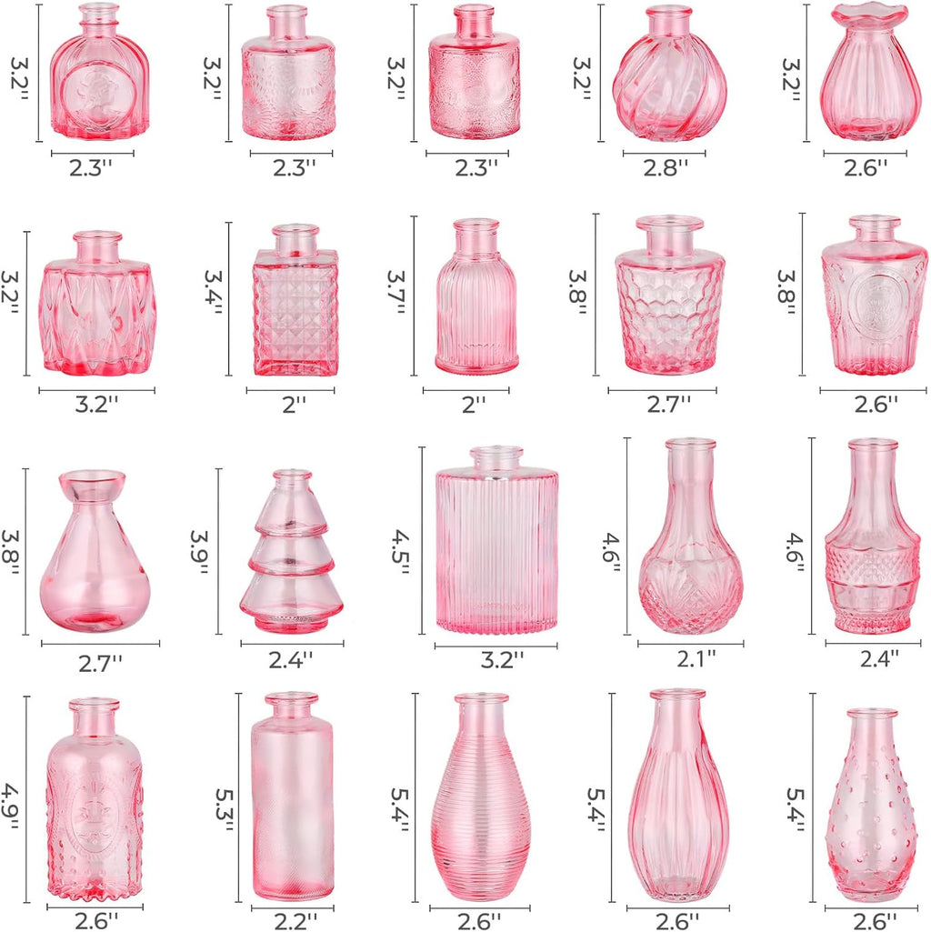 BEAHOT Bud Vase in Bulk - Flower Vases for Wedding Decorations, Glass Vase for Table Decorations, Small Vase for Home, Mother's Day, Centerpieces, Party, Office (32pack,Pink)