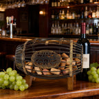 ZOOFOX Wine Cork Holder with Wood Stand, Rustic Metal Cork Container for Display and Storage, Decorative Vino Cork Barrel for Kitchen, Great Gift Idea for Wine Lover, No Assembly Required