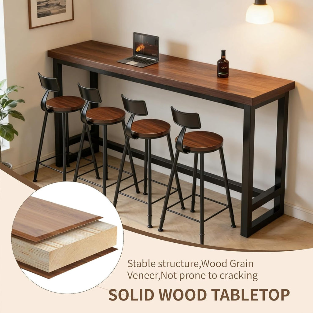 41 Inch Narrow Bar Table with Solid Wood Top - Tall Counter Height Dining Bar Table on Metal Frame, Saving Pub Table for Kitchen,Living Room,Behind Couch or Coffee Shop(Chair Not Included)
