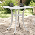 Square Garden Table, Small Outdoor Patio Table in White Cast Aluminum, Rust-Resistant Metal Bistro Table for Balcony, Porch, Deck, and Indoor Dining